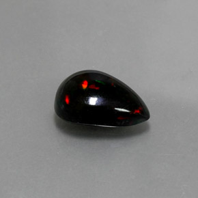 Opale noire multicolore naturelle en forme de poire, 1,72 ct, opaque