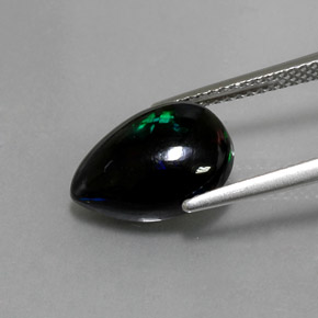 Opale noire multicolore naturelle en forme de poire, 2,38 ct, opaque