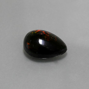 Opale noire multicolore naturelle en forme de poire, 2,10 ct, opaque