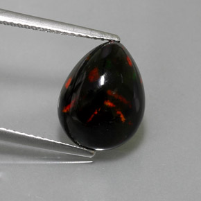 Opale noire multicolore naturelle en forme de poire, 2,96 ct, opaque