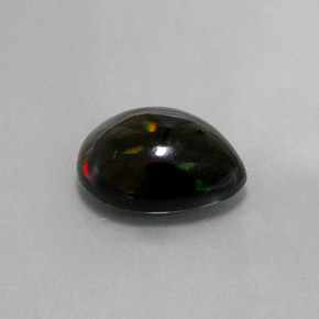 Opale noire multicolore naturelle en forme de poire, 2,96 ct, opaque
