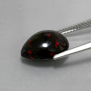 Opale noire multicolore naturelle en forme de poire, 2,96 ct, opaque