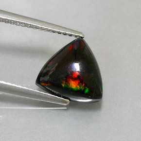 Opale noire multicolore naturelle trillion, 1,88 ct, opaque