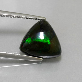 Opale noire multicolore naturelle trillion, 3,11 ct, opaque