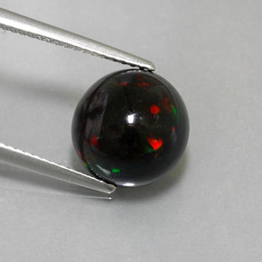 Opale noire multicolore naturelle coupe roude, 3,78 ct, opaque