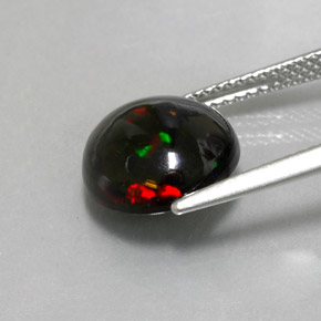 Opale noire multicolore naturelle coupe roude, 2,80 ct, opaque