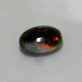 Opale noire multicolore naturelle coupe ovale, 2,26 ct, opaque