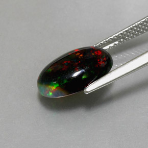 Opale noire multicolore naturelle coupe ovale, 2,26 ct, opaque