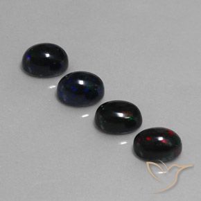 2.79ctw Naturel Multicolore Opale noire, ovale, Opaque