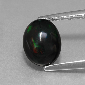 Opale noire multicolore naturelle coupe ovale, 1,27 ct, opaque