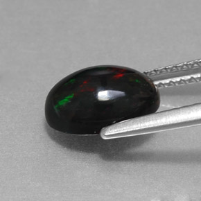 Opale noire multicolore naturelle coupe ovale, 1,27 ct, opaque