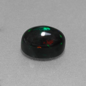 Opale noire multicolore naturelle coupe ovale, 1,38 ct, opaque