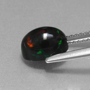 Opale noire multicolore naturelle coupe ovale, 1,38 ct, opaque