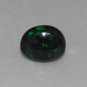 Opale noire multicolore naturelle coupe ovale, 1,58 ct, opaque