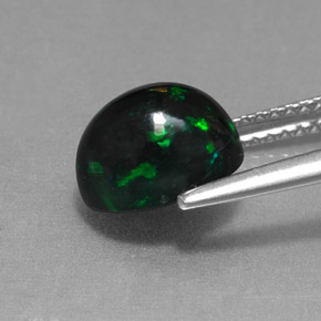Opale noire multicolore naturelle coupe ovale, 1,58 ct, opaque