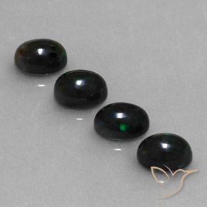 2.54ctw Naturel Multicolore Opale noire, ovale, Opaque