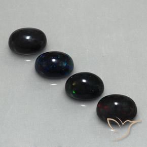 5.72ctw Naturel Multicolore Opale noire, ovale, Opaque