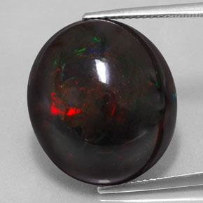 Opale noire multicolore naturelle coupe ovale, 17,67 ct, opaque