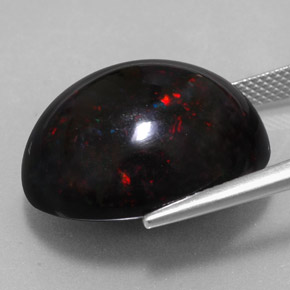Opale noire multicolore naturelle coupe ovale, 20,04 ct, opaque