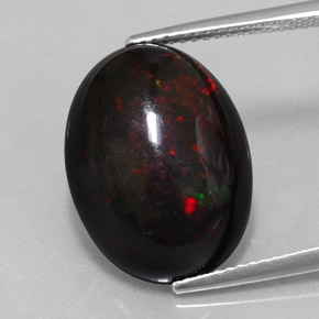 Opale noire multicolore naturelle coupe ovale, 7,87 ct, opaque