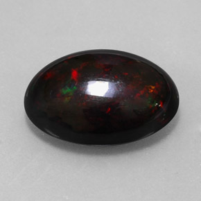 Opale noire multicolore naturelle coupe ovale, 7,87 ct, opaque