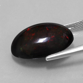 Opale noire multicolore naturelle coupe ovale, 7,87 ct, opaque