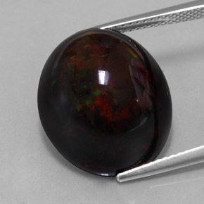 Opale noire multicolore naturelle coupe ovale, 13,63 ct, opaque