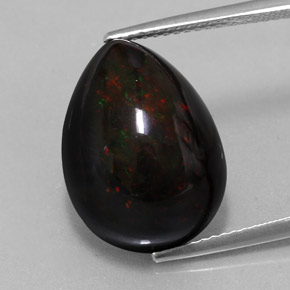 Opale noire multicolore naturelle en forme de poire, 9,42 ct, opaque