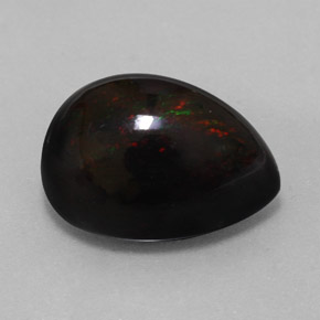 Opale noire multicolore naturelle en forme de poire, 9,42 ct, opaque