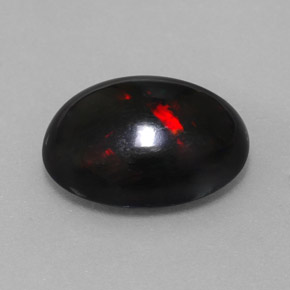 Opale noire multicolore naturelle coupe ovale, 5,63 ct, opaque