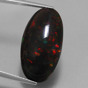 Opale noire multicolore naturelle coupe ovale, 17,92 ct, opaque