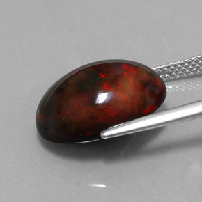 Opale noire multicolore naturelle coupe ovale, 6,26 ct, opaque