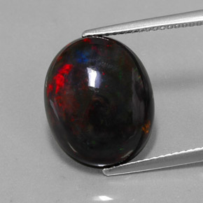 Opale noire multicolore naturelle coupe ovale, 5,81 ct, opaque