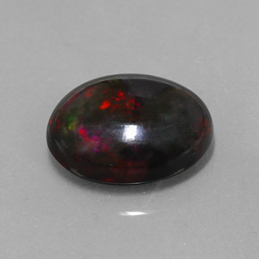 Opale noire multicolore naturelle coupe ovale, 5,81 ct, opaque