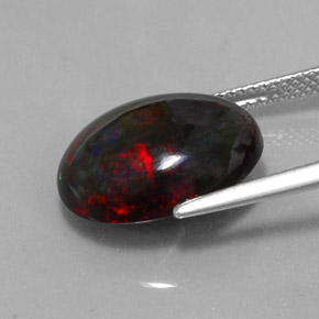 Opale noire multicolore naturelle coupe ovale, 5,81 ct, opaque