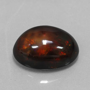 Opale noire multicolore naturelle coupe ovale, 6,02 ct, opaque