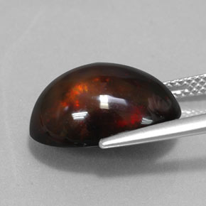 Opale noire multicolore naturelle coupe ovale, 6,02 ct, opaque