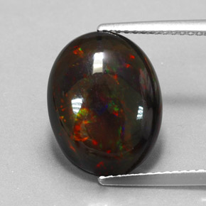 Opale noire multicolore naturelle coupe ovale, 3,17 ct, opaque