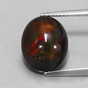 Opale noire multicolore naturelle coupe ovale, 4,31 ct, opaque