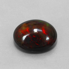Opale noire multicolore naturelle coupe ovale, 4,31 ct, opaque