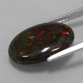 Opale noire multicolore naturelle coupe ovale, 3,60 ct, opaque