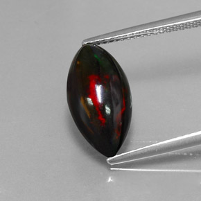 Opale noire multicolore naturelle marquise, 3,06 ct, opaque