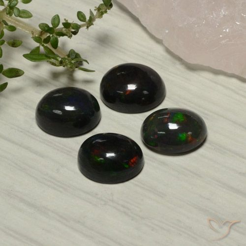 5.51ctw Naturel Multicolore Opale noire, ovale, Translucide
