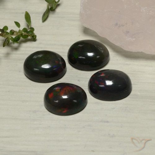 5.54ctw Naturel Multicolore Opale noire, ovale, Translucide