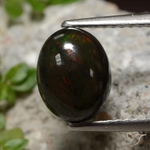 1.34ct Naturel Multicolore Opale noire, ovale, Translucide