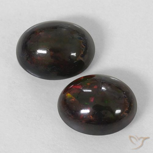 2.53ctw Naturel Multicolore Opale noire, ovale, Opaque