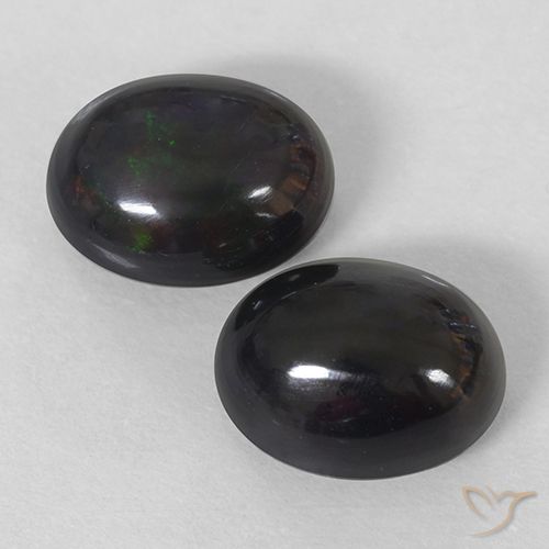 2.86ctw Naturel Multicolore Opale noire, ovale, Opaque