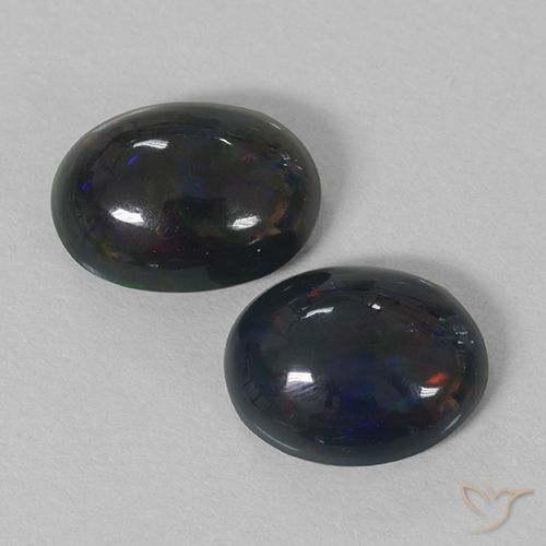 1.85ctw Naturel Multicolore Opale noire, ovale, Opaque