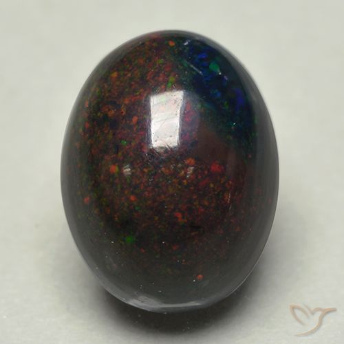 Opale noire multicolore naturelle coupe ovale, 0,74 ct, opaque