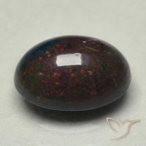 Opale noire multicolore naturelle coupe ovale, 0,74 ct, opaque